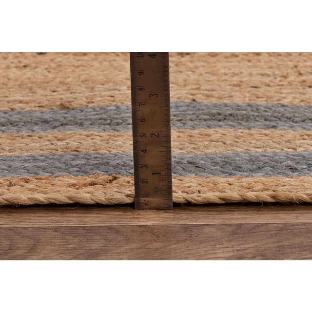 Brown 4'x6' Grey Border Rectangle Jute Handmade Rug For Sale - Image 8 of 9