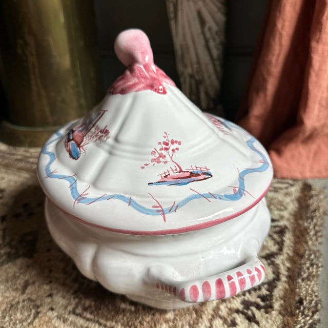 Vintage Hand Painted Ceramic Tureen With Ladle Made in Italy For Sale - Image 10 of 10
