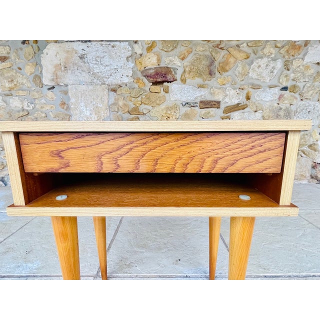 Brown Mid-Century Modern Oak Nightstand, 1960s For Sale - Image 8 of 17