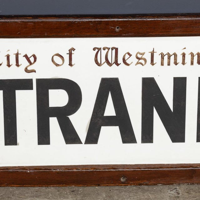 Framed Enamelled Metal London Street Sign for WC2 Strand, 1917 For Sale - Image 4 of 8