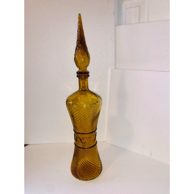 Empoli Mid-Century Modern Empoli Genie Gold Decorative Bottle and Topper For Sale - Image 4 of 9