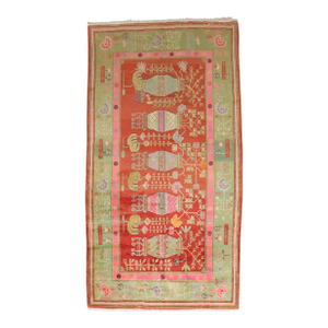 Zabihi Collection Bright Pink Green Samarkand Khotan Rug