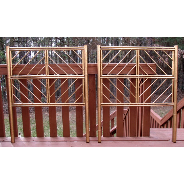 Gold Chippendale Bamboo Twin Headboards A Pair Chairish