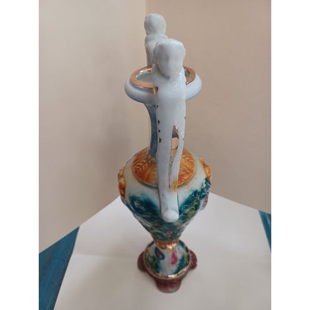 Italian Vintage Italian Capodimonte Double Handle Porcelain Vase For Sale - Image 3 of 9
