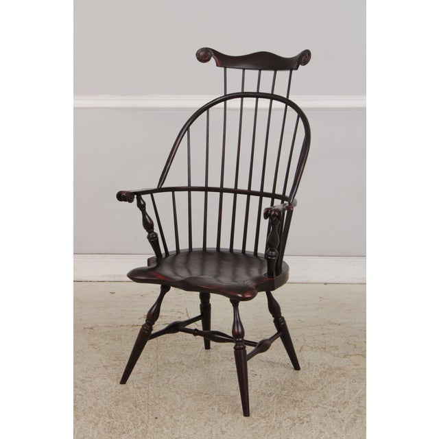 Traditional Bench Made Bow Back Painted Finish Windsor Chair For Sale - Image 3 of 16
