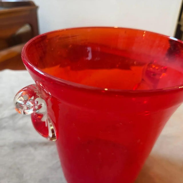 Glass 1970s Modern Red Murano Glass Wine Cooler, Hand-Crafted, Italy For Sale - Image 7 of 13