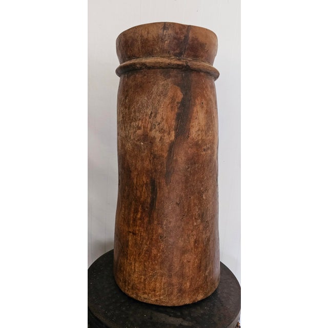 Indian Substantial Late 1800s Antique Solid Wood Butter Churn Pot From North India For Sale - Image 3 of 6