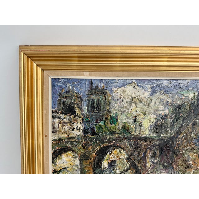 Mid 20th Century Mid-Century Parisian Cityscape of Pont Neuf & Notre Dame by Einer Johansen (Danish 1893-1965) For Sale - Image 5 of 9