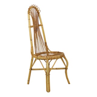 Mid-Century Modern Italian Boho Bamboo and Rattan Chair, 1960s For Sale