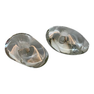 Tiffany&Co Vintage Glass Stone-Form Candleholders by Elsa Peretti- a Pair For Sale