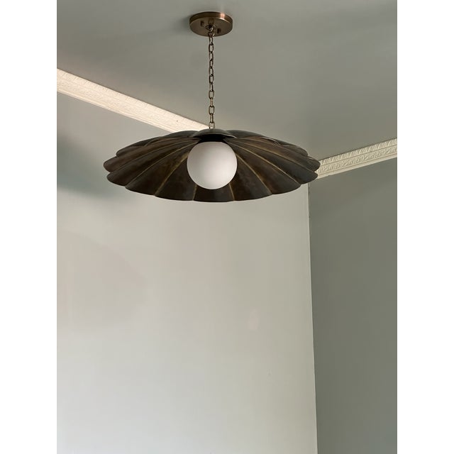 Fish Scales Style Brass Flush Mount Ceiling Light Fixture For Sale - Image 9 of 9