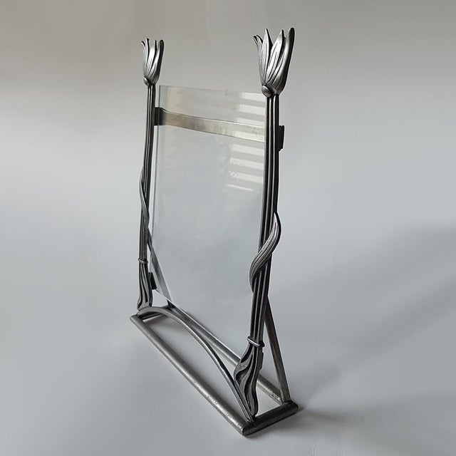Italian Art Nouveau Style Pewter Photo Frame from Marinoni For Sale - Image 4 of 10
