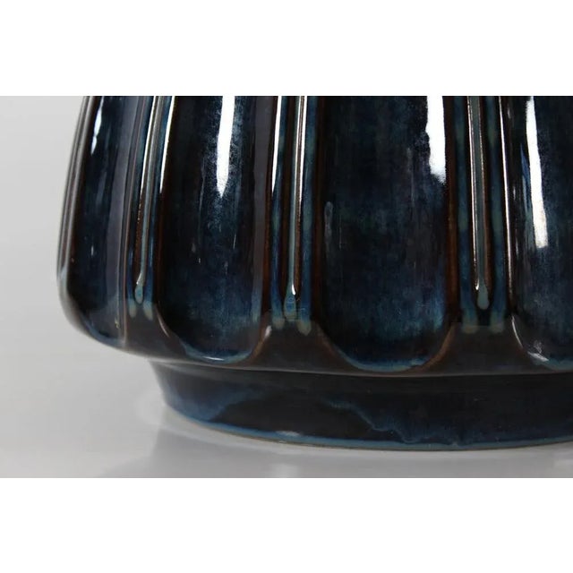 Ceramic Large Danish Floor Vase with Blue Glossy Glaze by Einar Johansen for Søholm, 1960s For Sale - Image 7 of 11