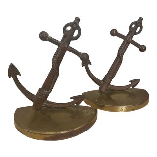 Vintage Brass Anchor Bookends - a Pair For Sale