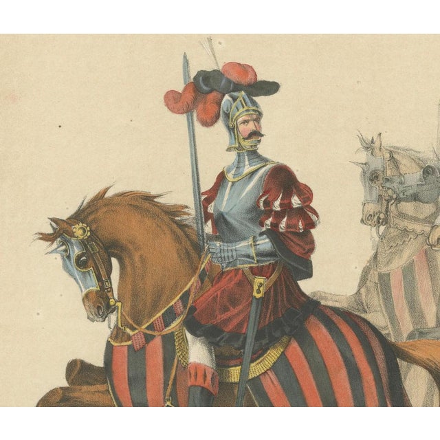 Title: Commander Leading the Escort – A Majestic Cavalry Procession from Bern’s 1853 Festival : This magnificent hand-...