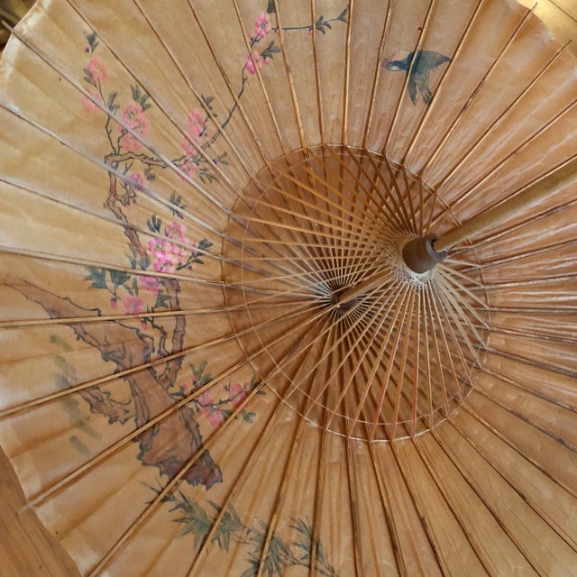 Tan Vintage Asian Paper Umbrellas - a Pair For Sale - Image 8 of 11