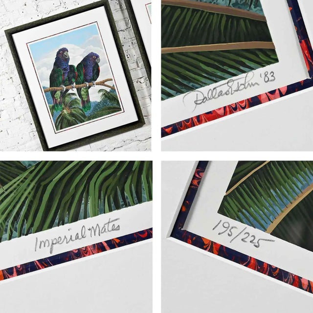 Vintage Dallas John Limited Edition Hand Signed Imperial Mates & Military Macaws Fine Art Serigraph Parrots For Sale - Image 6 of 13
