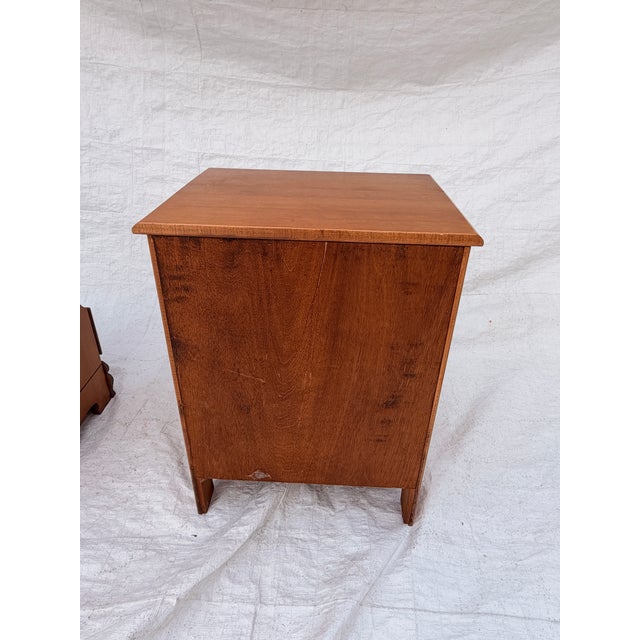 Brown Vintage Early American Colonial Solid Maple Open Cabinet Nightstands Set of 2 For Sale - Image 8 of 9