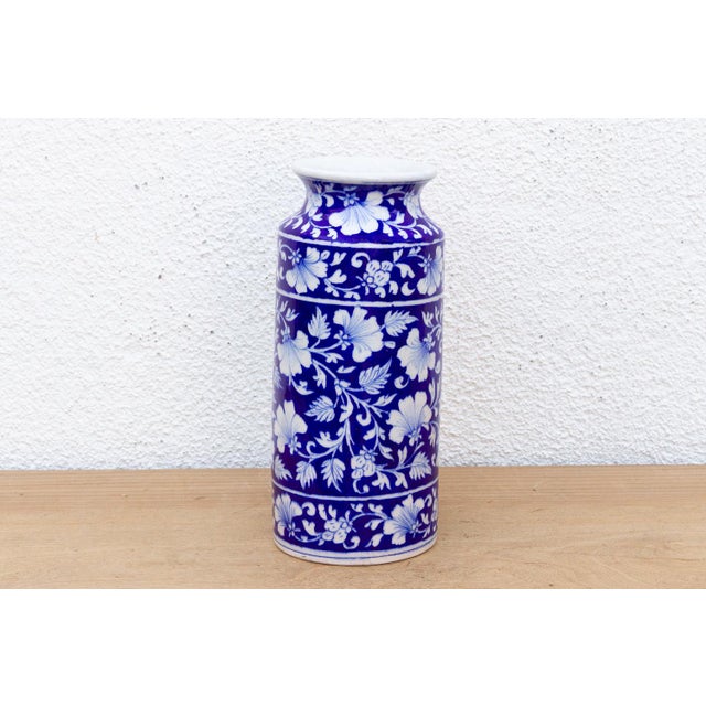 Blue & White Jaipur Pottery Vase For Sale - Image 4 of 8