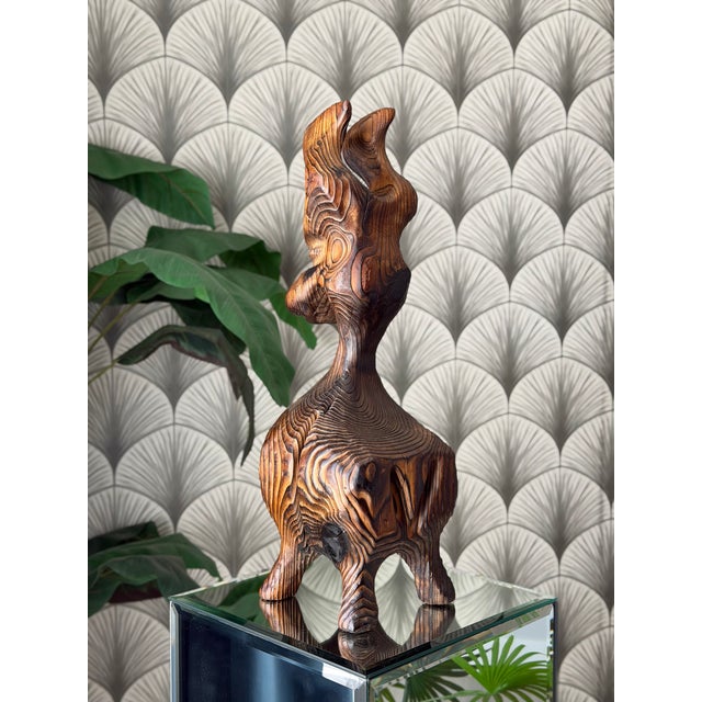 Mid-Century Modern Vintage Mid-Century Modern Retro 1960s Tiki Polynesian Wood Carved Brutalist Sculpture Attributed to Witco For Sale - Image 3 of 18