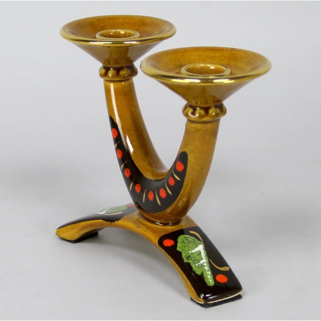 Hand-Decorated Curved Candleholder, 1960s For Sale - Image 3 of 5