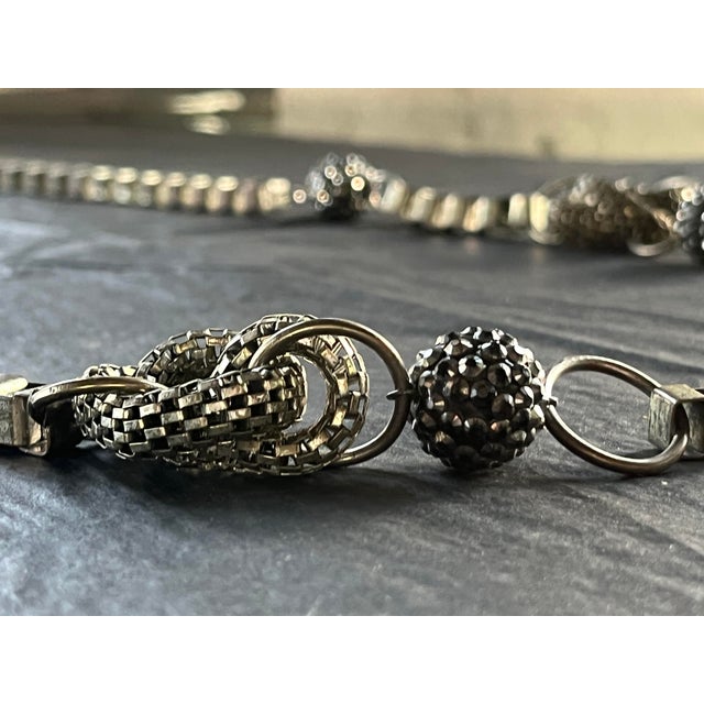 Contemporary Vintage 1980s Sculptural Link Necklace With Mesh Knots & Textured Beads For Sale - Image 3 of 10