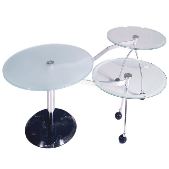 Space Age Round Coffee Table with Two Rotating Satellites in Crystal Chromed Marble, 1970s For Sale - Image 6 of 7
