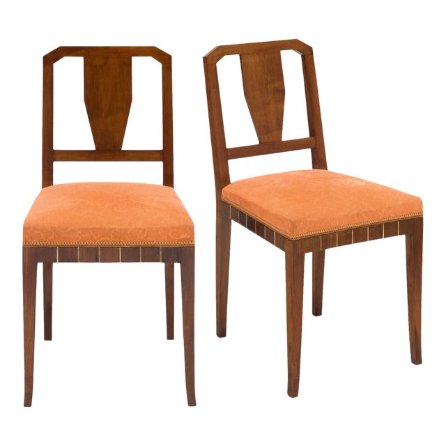 Pair of Walnut Dining Chairs, Vintage, French For Sale