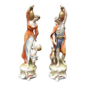 Antonio Borsato Italian Porcelain Figurine Pair - Aphrodite & Dionysios