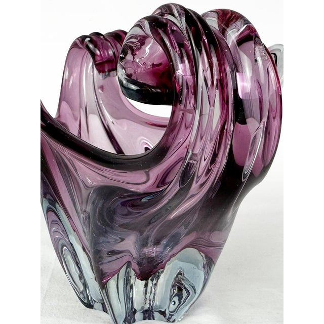 Mid-Century Modern Sommerso Art Glass Sculptured Bowl by Cristallo Venezia, 1960 For Sale - Image 10 of 18