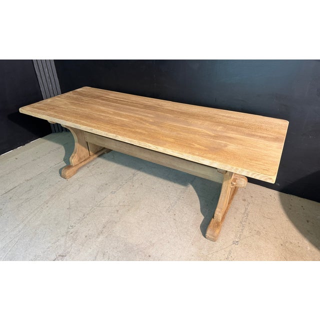 Bleached Oak Farmhouse Dining Table, 1920s For Sale - Image 3 of 16