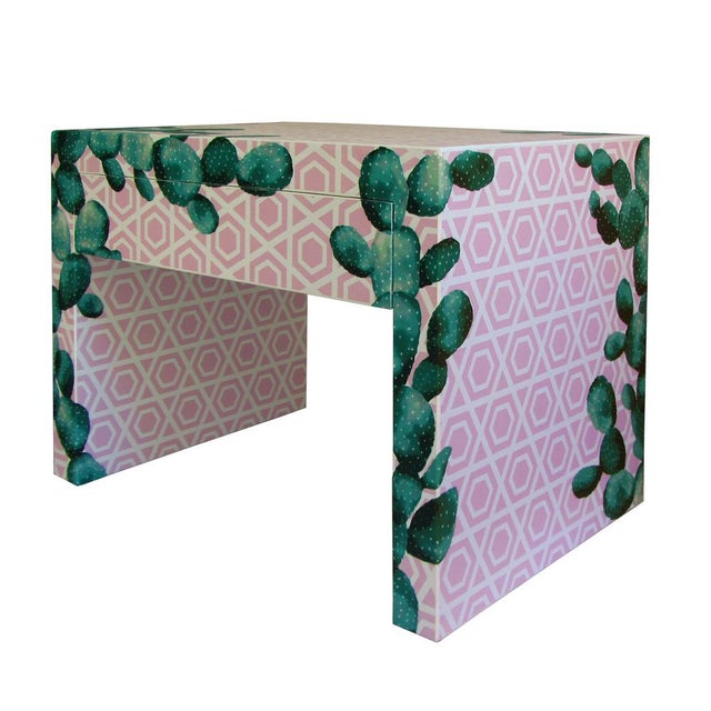Textile Cactus Captured Restyled Bedside Table by Habitat Improver For Sale - Image 7 of 11
