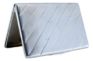 Silver Card Holder with Diagonal Stripes on the Lid