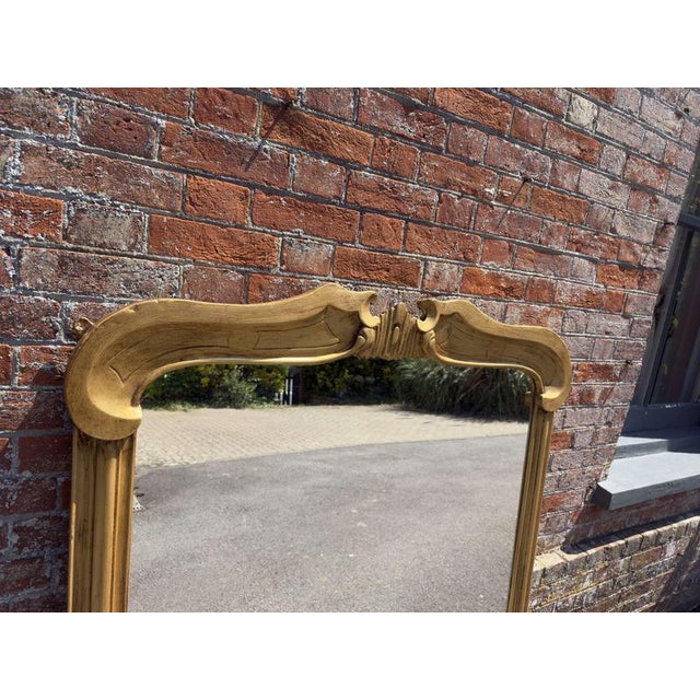 Large Antique English Top Gilt Overmantle Mirror For Sale - Image 3 of 6