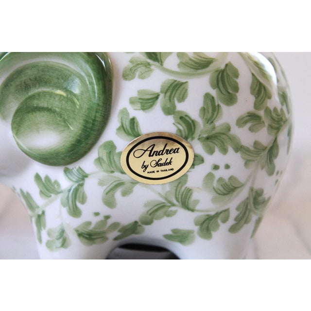 Vintage Green and White Ceramic Elephant Banks - Andrea by Sadek For Sale In Milwaukee - Image 6 of 9
