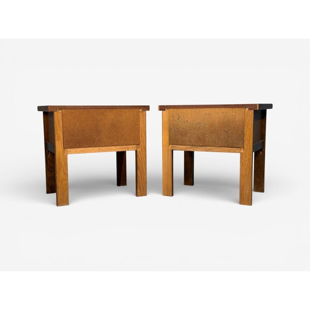 French Modern, Brutalist Nightstands, Oak, France, 1960s For Sale - Image 10 of 10