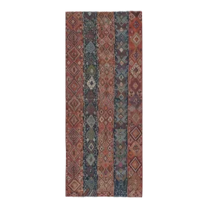 1960s Turkish Cicim Kilim Embroidered Rug 5'1" X 12'4"
