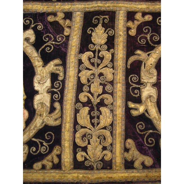Large Velvet Gold and Silk Embroidered Antependium Circa 17 Century For Sale - Image 12 of 14