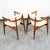 Mid Century Modern Armchairs Dining Chairs Walnut Wood 2 Two White American Pair For Sale - Image 10 of 12