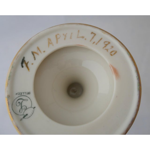 Early 20th Century Antique Hand Painted Lenox Porcelain American Belleek Poppy Vase For Sale - Image 5 of 11