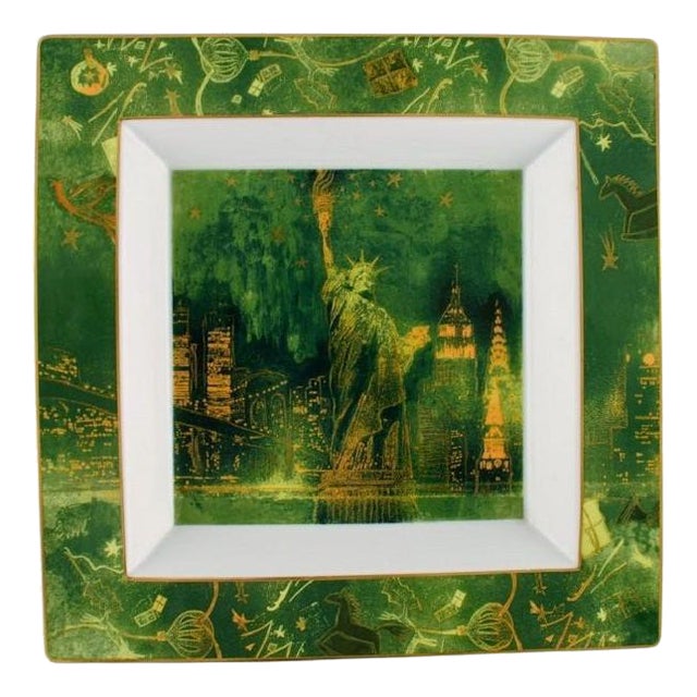 Square Porcelain Statue of Liberty Dish from Rosenthal, 1970s For Sale
