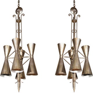 Art Deco Style Metal Fixtures - A Pair