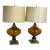 Italian Murano Inspired Amber Glass Table Lamps, Pair For Sale