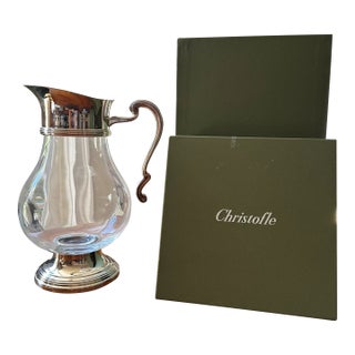 Vintage Christofle Crystal and Silverplate Water Pitcher For Sale