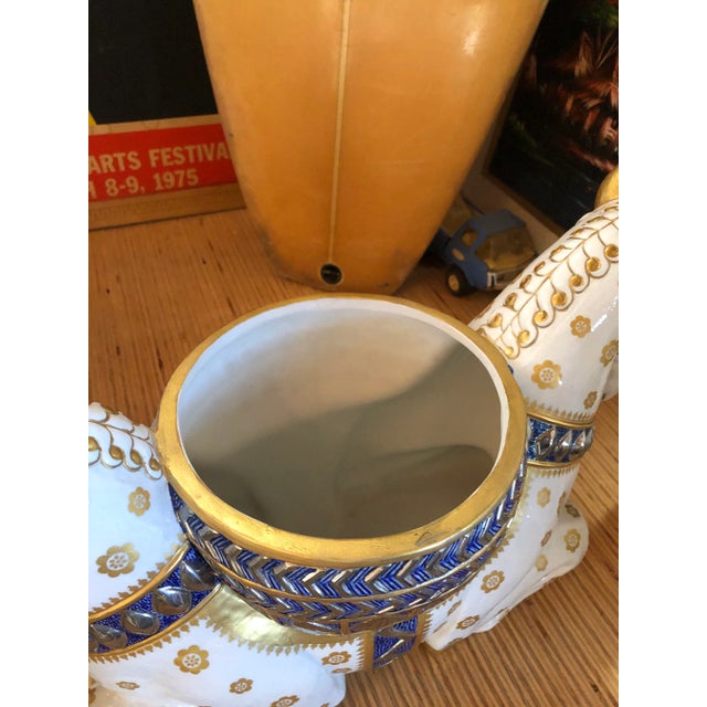 Mid 20th Century Giulia Mangani Oggetti Italian Porcelain Double Horse Tulipiere For Sale In Phoenix - Image 6 of 9