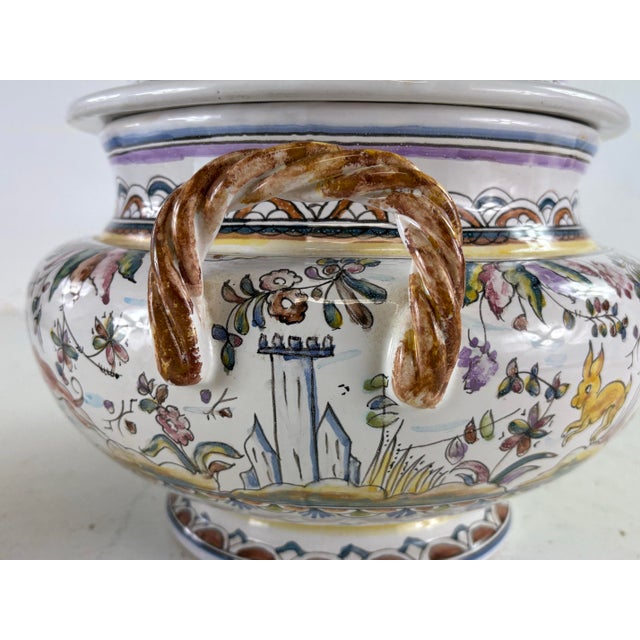 Mid 20th Century Hand Painted Portuguese Serving Bowl For Sale - Image 9 of 11