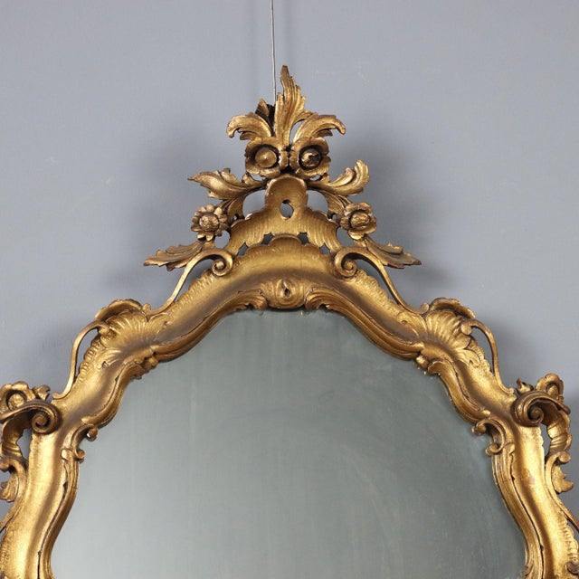 Baroque Style Mirror in Gilded Wood For Sale - Image 5 of 12