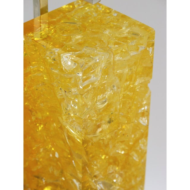 Yellow Marie-Claude de Fouquieres Yellow Fractal Resin and Chrome Table Lamp For Sale - Image 8 of 8