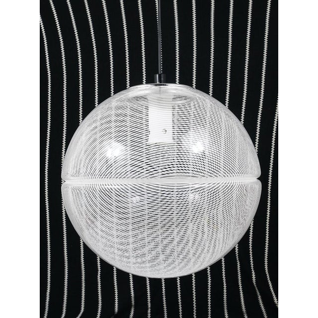 Guzzini Postmodern Striped Op-Art Globe Pendant Lamp by Guzzini attributed to Meblo, 1970s For Sale - Image 4 of 18