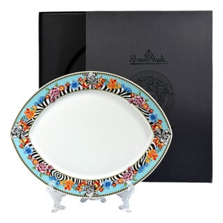 Vintage Hot Flowers Fish Plate in Porcelain by Versace for Rosenthal, 2000s For Sale